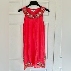 THML Embroidered Summer Dress Floral Boho Size Women’s Large Sleeveless